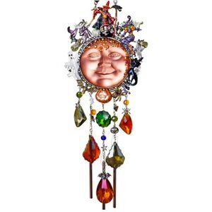 Kirks Folly WITCHES COVEN Goddess Seaview Moon Wind Chime Limited: Orange Face